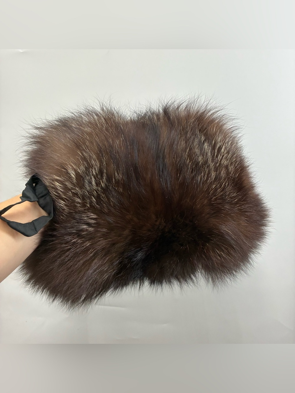 Real Beaver Fur Hand Warmer Muff Brown Chocolate Ski Luxury Warm Winter Outdoor - Picture 4 of 6